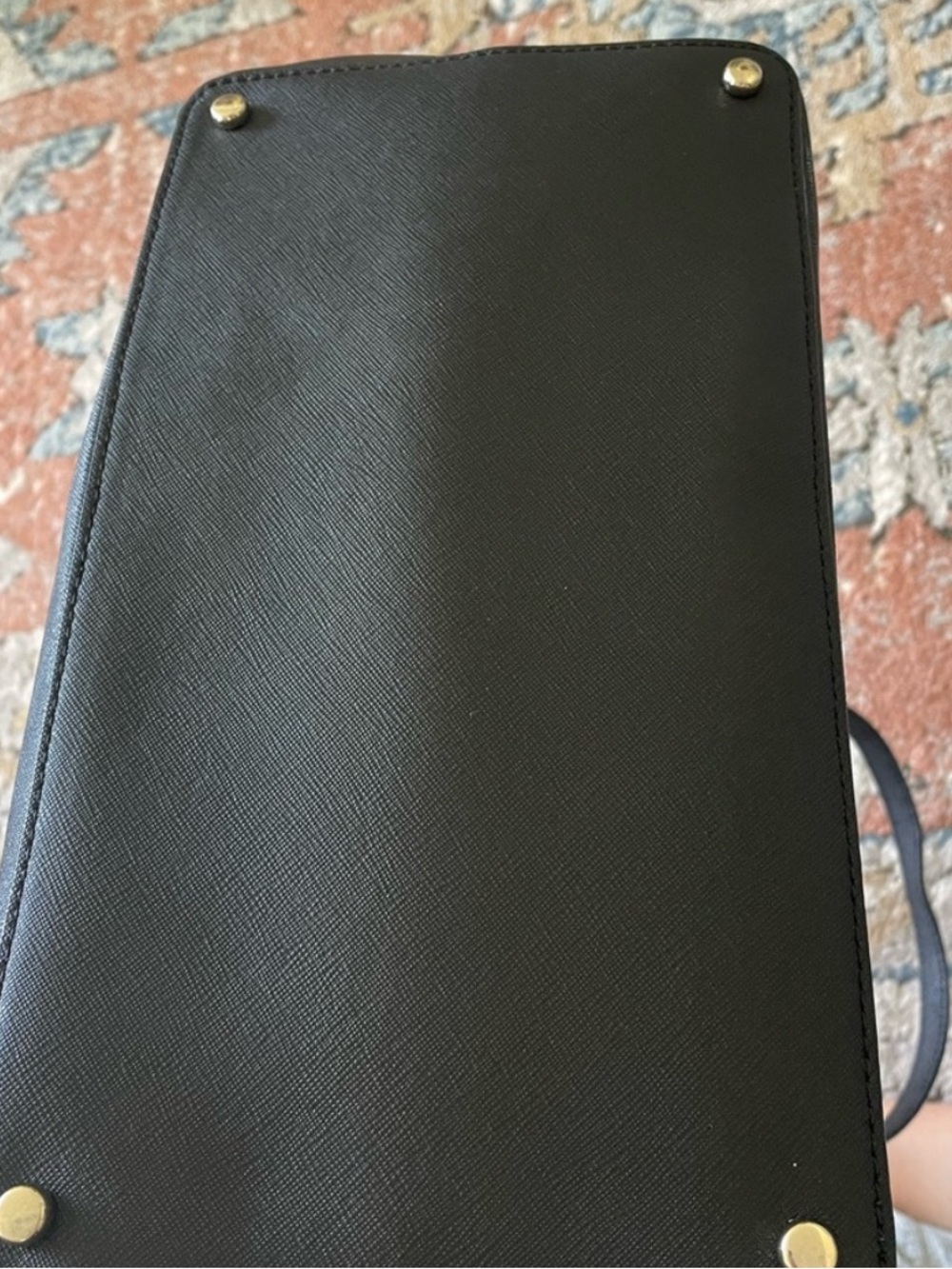 NWOT Kate spade black leather tote with gold logo - Picture 3 of 4